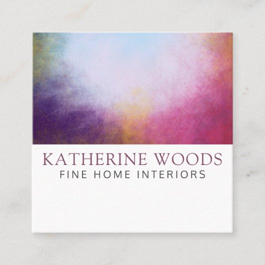 Abstracte kunst Schilder Interior Designer Rood Vi Vierkante Visitekaartje (Voorkant)