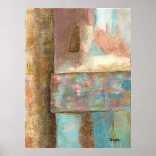 Abstracte kunst schilderij pastel fantasie kasteel poster (Voorkant)