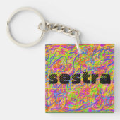 abstracte kunst sestra met houten letters Orphan B Sleutelhanger (voorkant)