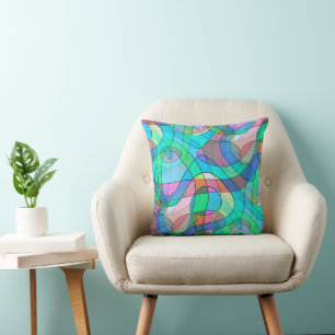 Abstracte kunst - Squiggly Loops Seamless Pattern Kussen