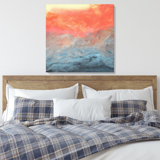 Abstracte Kunst - "Stormy Sunset" Canvas Afdruk (Insitu (Slaapkamer))