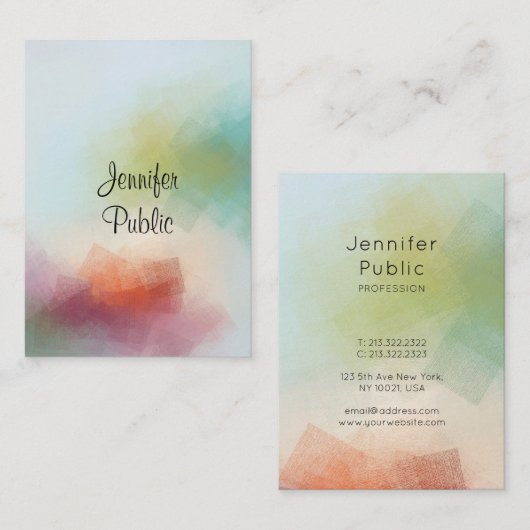 Abstracte kunst Trendy Modern Vertical Typografie Visitekaartje (Voorkant / Achterkant)