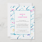 Abstracte kunst tropische golven aqua roze bruilof kaart (Voorkant)