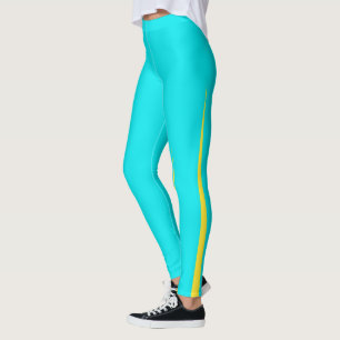 Abstracte kunst Turquoise Blue Yellow Minimalism Leggings