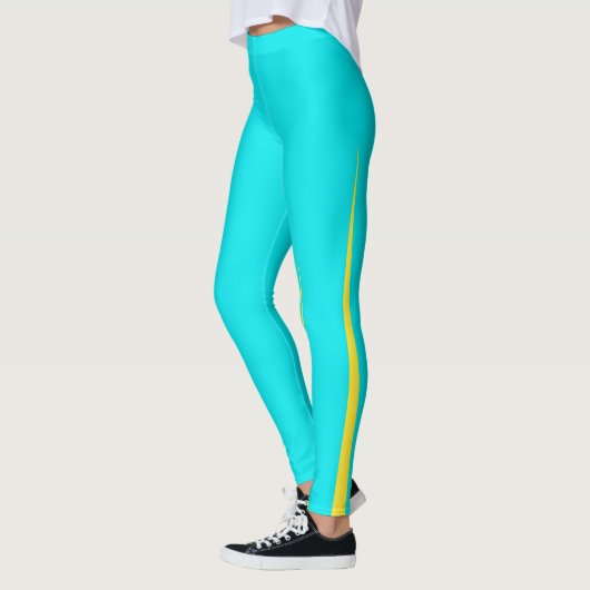 Abstracte kunst Turquoise Blue Yellow Minimalism Leggings (Links)