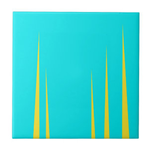 Abstracte kunst turquoise geel draai minimalisme tegeltje