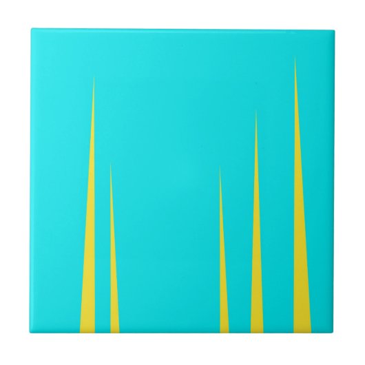 Abstracte kunst turquoise geel draai minimalisme tegeltje (Voorkant)