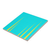 Abstracte kunst turquoise geel draai minimalisme tegeltje (Zijkant)