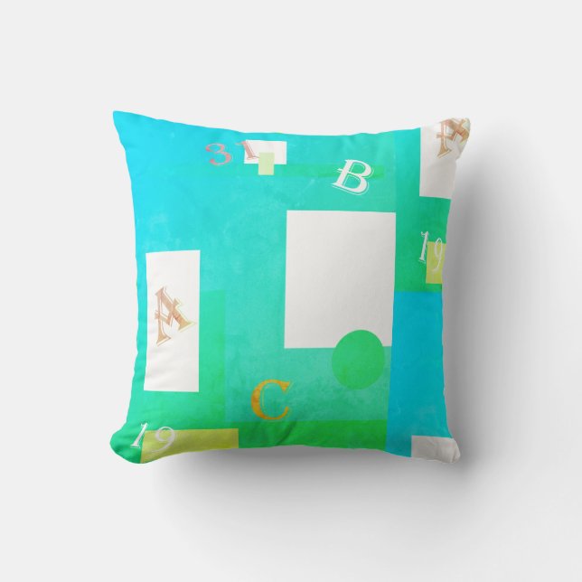 Abstracte kunst turquoise groene witte kussensloop kussen (Voorkant)