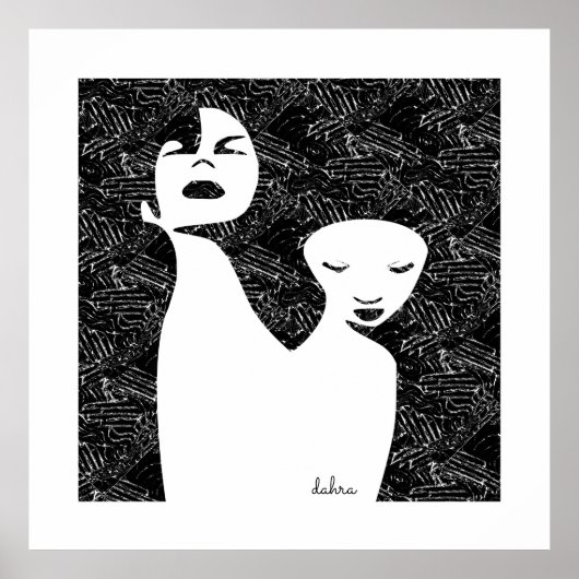 Abstracte kunst Twee zwarte vrouwen Poster (Voorkant)