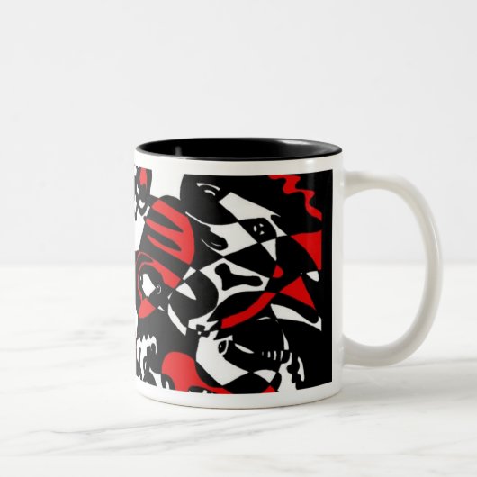 abstracte kunst tweekleurige koffiemok (Rechts)