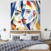 Abstracte kunst Twins Canvas Afdruk (Insitu (Slaapkamer))