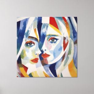 Abstracte kunst Twins Canvas Afdruk