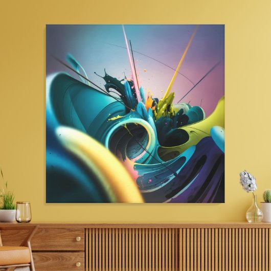 Abstracte kunst-uitbarsting van oneindige energie canvas afdruk (Insitu (Woonkamer))