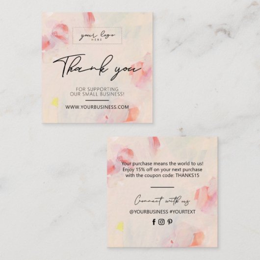 Abstracte Kunst Unique Business Dank u invoegen Ka Vierkante Visitekaartje (Voorkant / Achterkant)