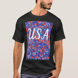 abstracte kunst USA rood wit & blauw T-shirt