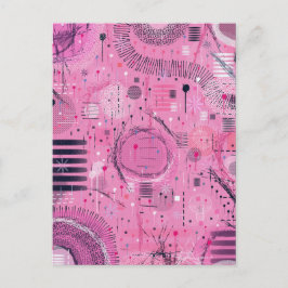 Abstracte kunst van aardbeien-sundae briefkaart