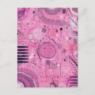 Abstracte kunst van aardbeien-sundae briefkaart