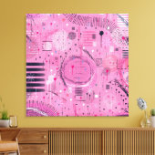 Abstracte kunst van aardbeien-sundae canvas afdruk (Insitu (Woonkamer))