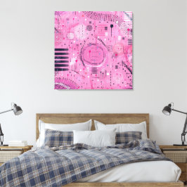 Abstracte kunst van aardbeien-sundae canvas afdruk