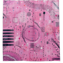 Abstracte kunst van aardbeien-sundae douchegordijn