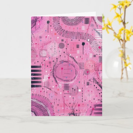 Abstracte kunst van aardbeien-sundae kaart (Gele Bloem)