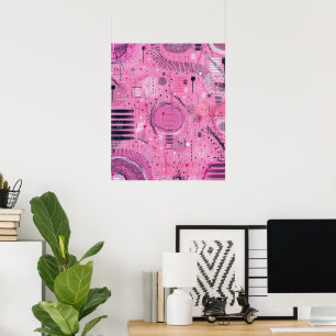 Abstracte kunst van aardbeien-sundae poster
