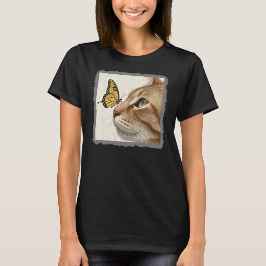 Abstracte kunst van Cat & Butterfly T-shirt (Voorkant)