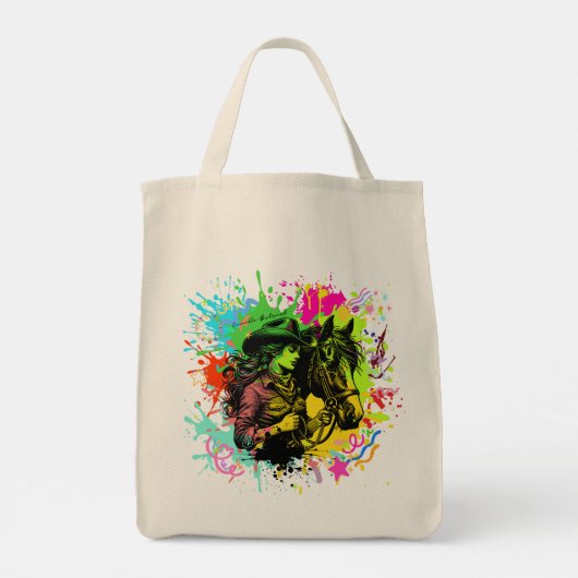 abstracte kunst van Cavallo Tote Bag (Achterkant)