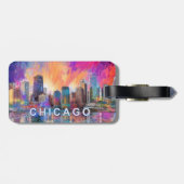Abstracte kunst van Chicago Skyline Bagagelabel (Achterkant horizontaal)