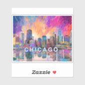 Abstracte kunst van Chicago Skyline Sticker (Vel)
