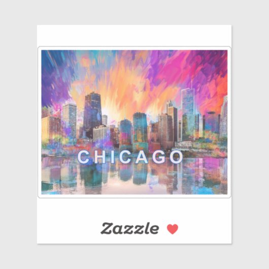 Abstracte kunst van Chicago Skyline Sticker (Vel)