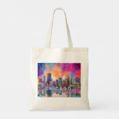 Abstracte kunst van Chicago Skyline Tote Bag (Achterkant)