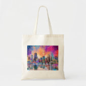 Abstracte kunst van Chicago Skyline Tote Bag (Voorkant)