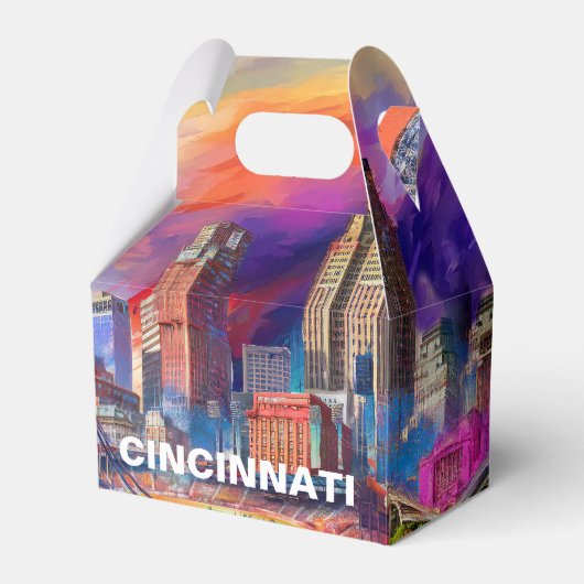 Abstracte Kunst van de Cincinnati Skyline Bedankdoosjes (Voorkant Zijde)