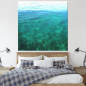 Abstracte kunst van de Groene en Munt Ocean Ombre Canvas Afdruk (Insitu (Slaapkamer))