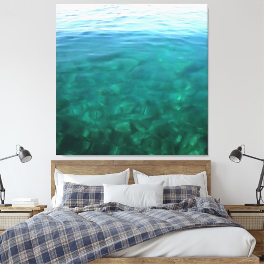 Abstracte kunst van de Groene en Munt Ocean Ombre Canvas Afdruk (Insitu (Slaapkamer))