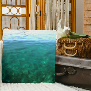 Abstracte kunst van de Groene en Munt Ocean Ombre Canvas Afdruk