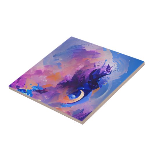 Abstracte kunst van de Indigolavender Tegeltje (Zijkant)