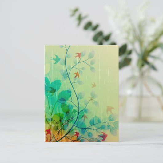 Abstracte kunst van de moderne lente briefkaart (Staand voorkant)