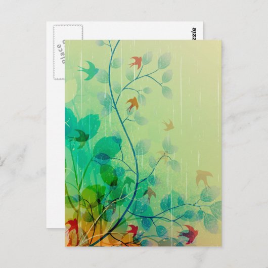 Abstracte kunst van de moderne lente briefkaart (Voorkant / Achterkant)