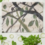 Abstracte kunst van de Olijftak Theedoek (Gevouwen)