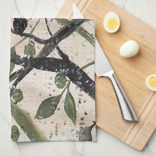 Abstracte kunst van de Olijftak Theedoek (Quarter Fold)