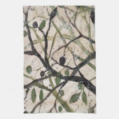 Abstracte kunst van de Olijftak Theedoek (Verticaal)
