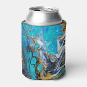 Abstracte kunst van de rivier de Turquoise, water  Blikjeskoeler (Blikje Voorkant)
