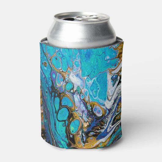 Abstracte kunst van de rivier de Turquoise, water  Blikjeskoeler (Blikje Voorkant)