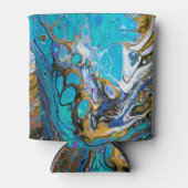 Abstracte kunst van de rivier de Turquoise, water  Blikjeskoeler (Voorkant)