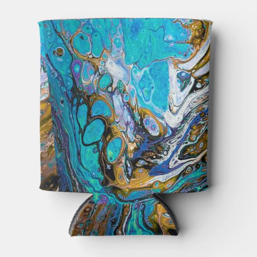 Abstracte kunst van de rivier de Turquoise, water  Blikjeskoeler (Voorkant)