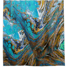 Abstracte kunst van de rivier de Turquoise, water  Douchegordijn