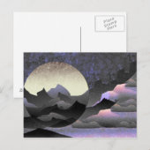 Abstracte kunst van de Whimsical Moon en Mountains Briefkaart (Voorkant / Achterkant)